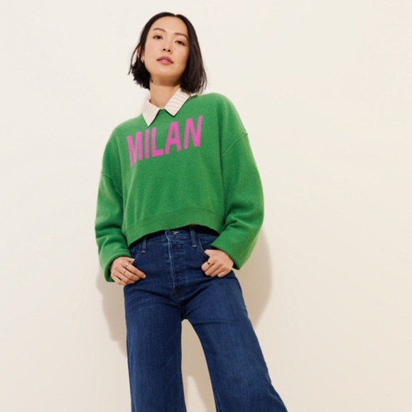 Pilcro Sweaters - Anthropologie Pilcro The Alani Cashmere Crop crewneck Sweater "MILAN" Green SzL